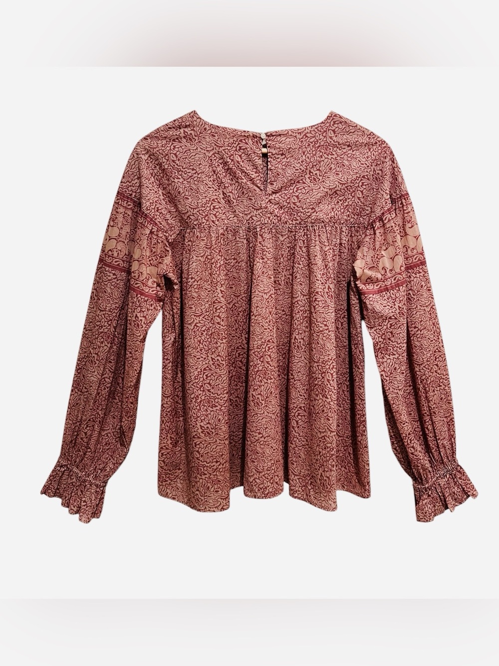 Anna Sui x Uniqlo Mauve Floral Peasant Blouse M Boho Cottagecore - Picture 2 of 5